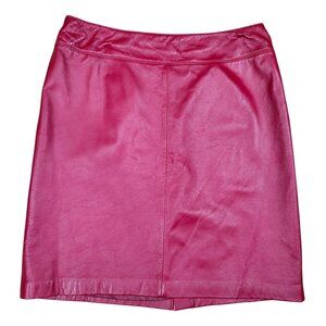 Lauren Ralph Lauren Womens Red Leather Skirt Size 14 NWT